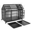 Heavy Duty Dog Crate Large Dog Cage Strong Metal Dog Kennels And Crates For Large Dogs With 4 Lockable Wheels - Black - Image 9