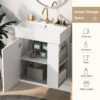 Modern Floating Bathroom Vanity With Ceramic Basin Perfect For Small Bathrooms, Right Side Storage - White - Image 12
