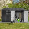 10'x8' Garden Sheds Outdoor Storage Sheds With Window - Dark Gray - Image 7