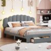 Queen Size Upholstered Platform Bed With Drawer - Gray - Image 12