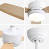Ceiling Fan With Lights 3 ABS Blades 6 - Speed DC Motor Remote Control For Bedroom - White - Image 3
