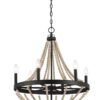 Starry - Chandelier Farmhouse Six Candle Light Wood Beaded Pendant Light For Dining Room - Black / Clear - Image 2