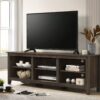 Benito - Wide TV Stand With Open Shelves And Cable Management - Dark Dusty Brown - Image 5