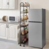 6 Tier Slim Rolling Storage Cart, Mobile Shelving Unit With Wheels, Metal Wire Storage Shelving Rack With Baskets For Kitchen Bathroom Office Laundry Narrow Piaces - Black - Image 4