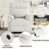 360° Swivel Upholstered Manual Recliner Chair Theater Recliner Sofa Nursery Glider Rocker For Living Room - Beige - Image 5