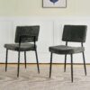 Modern Dining Chair (Set of 2) Fabric Upholstered With Black Metal Legs, Home And Bedroom Use - Gray - Image 4