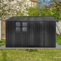 10'x8' Garden Sheds Outdoor Storage Sheds With Window - Dark Gray