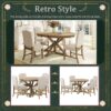 Functional Furniture Retro Style Dining Table Set With Extendable Table And 4 Upholstered Chairs For Dining Room And Living Room - Natural Wash - Image 4