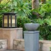 16.3" Polyresin Zen Bowl Water Fountain, Outdoor Bird Feeder / Bath Fountains, Relaxing Water Feature For Garden Lawn Backyard Porch - Gray - Image 4