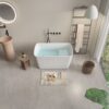 49'' Acrylic Freestanding Soaking Bathtub, Square-Shape Japanese Soaking Hot Tub, Sit-In Design With Chrome Overflow And Drain For Express Delivery 23Amazing-49 (W1920P179228) - Glossy White - Image 11