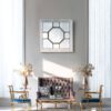 Antique Style Decorative Square Wall Mirror With Mirrored Frame, Wall Decor For Living Room Entryway, Console Lean Against Wall - Silver - Image 5