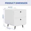 Modern Night Stand Storage Cabinet For Living Room Bedroom, Steel Cabinet With 2 Drawers, Bedside Furniture, Circular Handle - White - Image 5