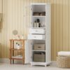 Tall Bathroom Storage Cabinet With Glass Doors, Free-Standing, Two Drawers, And Adjustable Shelves, MDF Board, Painted Perfect For Displaying Your Favorite Items - White - Image 25