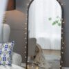 Hand Carved Rose Antique Mirror Frame, Large Arch Mirror Wall Decor For Living Room, Bathroom, Entryway - Black - Image 13