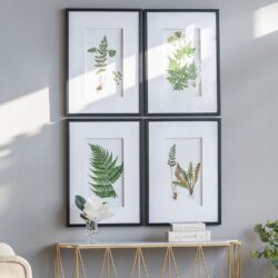 Botanical And Fern Wall Art, Wall Decor For Living Room Dining Room Entryway (Set of 4) - White / Black