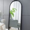 Hand Carved Rose Antique Mirror Frame, Large Arch Mirror Wall Decor For Living Room, Bathroom, Entryway - Black - Image 10