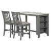 3-Piece Counter Height Dining Table Set With Built-In Storage Shelves, One Faux Marble Top Dining Table And 2 Counter Chairs With Footrest - Gray - Image 20