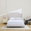Windsor - Queen Tall Headboard Upholstered Wingback, Premium Textured, Minimalist Designs No Box Spring Needed - Ivory - Image 21