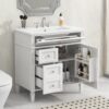 Bathroom Vanity & Top Sink, Modern Bathroom Storage Cabinet, 2 Drawers And A Tip-Out Drawer, Single Sink Bathroom Vanity - White - Image 3