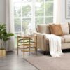 21.65" Modern High-End Charm: Pandora Sintered Stone End Table, Small Coffee Table - Gold - Image 2