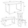 6 Pieces Family Furniture, Solid Wood Dining Room Set With Rectangular Table & 4 Chairs With Bench - Gray - Image 3