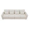 4 Seater Modern Linen Sofa With Armrest Pockets And 4 Pillows, Minimalist Style Couch - Beige - Image 3