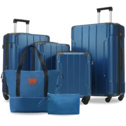 Hardshell Luggage Sets 6 Piece Suitcase Set, Expandable Lightweight Suitcases With Wheels, Tsa Lock - Blue