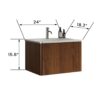 Etna - Striped Bathroom Vanity With Ceramic Sink, Wall Mounted Floating Bathroom Vanity For Modern Bathroom - White / Walnut - Image 2