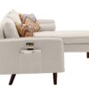 Mia - Sectional Sofa Chaise With USB Charger And Pillows - Beige - Image 3
