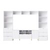 4 Piece Entertainment Wall Unit With 13 Shelves, 8 Drawers And 2 Cabinets, Multifunctional TV Stand Media Storage Cabinet With Fluted Line Surface For Living Room, For TVs Up To 70" - White - Image 12