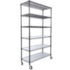 84" x 48" x 20" 6 Tier 6000Lbs Capacity Nsf Metal Shelf Wire Shelving Unit, Heavy Duty Adjustable Storage Rack With Wheels & Shelf Liners For Commercial Grade Utility Steel Storage Rack - Black - Image 6