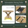 Functional Furniture Retro Style Dining Table Set With Extendable Table And 4 Upholstered Chairs For Dining Room And Living Room - Natural Wash - Image 6