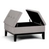 Dover - Square Coffee Table Storage Ottoman - Cloud Gray - Image 3