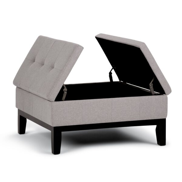 Dover - Square Coffee Table Storage Ottoman - Cloud Gray