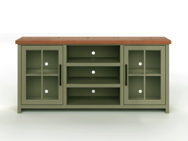 Vineyard - 67" TV Stand Console For TVs Up To 80" - Sage Green And Fruitwood