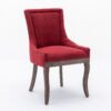 Ultra Side Dining Chair, Thickened Fabric Chairs With Neutrally Toned Solid Wood Legs, Bronze Nail Head (Set of 2) - Wine Red / Burgundy - Image 3