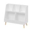 Kids Bookshelf And Toy Organizer, 5 Cubbies Wooden Open Bookcase, 2-Tier Baby Storage Display Organizer With Legs, Free Standing For Playing Room, Bedroom, Nursery, Classroom - White - Image 13