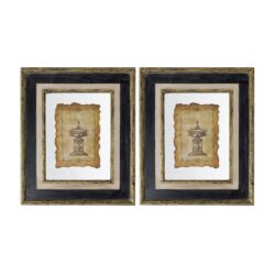 Lucian - Framed Antiqued Sculpture Print (Set of 2) - Multicolor