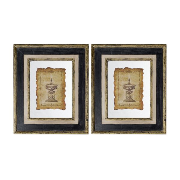 Lucian - Framed Antiqued Sculpture Print (Set of 2) - Multicolor