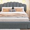 Queen Size Upholstered Platform Bed With Drawer - Gray - Image 14