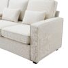 4 Seater Modern Linen Sofa With Armrest Pockets And 4 Pillows, Minimalist Style Couch - Beige - Image 9