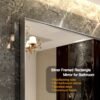 36X30" Glossy Brushed Silver Framed Mirror For Bathroom Rectangular Wall Bathroom Mirror Metal Frame Farmhouse Mirror Large Decorative Square Corner Rectangle Mirror (Horizontal & Vertical) - Silver - Image 8