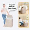 Laundry Hamper With Lid PE Rattan Powder Coating Frame Clothes Hampers With 2 Removable Bags, 100L - Gray - Image 13