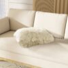 Astrid - Square New Zealand Sheepskin Accent Throw Pillow Cover With Feather Insert - Taupe / Natural - Image 5