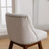 Counter Height Swivel Barstools, Upholstered Bar Stools (Set of 2) - Ivory - Image 8