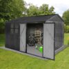 10'x8' Garden Sheds Outdoor Storage Sheds With Window - Dark Gray - Image 6