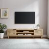 Modern Door Low TV Stand For TVs Up To 80" - Coastal Oak - Image 4