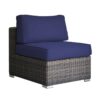 Rattan Wicker 4 Person Seating Group With Cushions Stylish & Comfortable Outdoor Lounge Set - Brown / Navy Blue - Image 4