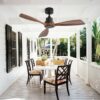 48" Ceiling Fan Without Light, 3 Solid Wood Blades Outdoor Ceiling Fan 6 - Speed Reversible DC Motor For Living Room - Black - Image 4