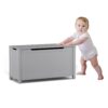 Kids Wooden Toy Box Storage With Safety Hinged Lid For Ages 2+ - Gray - Image 17